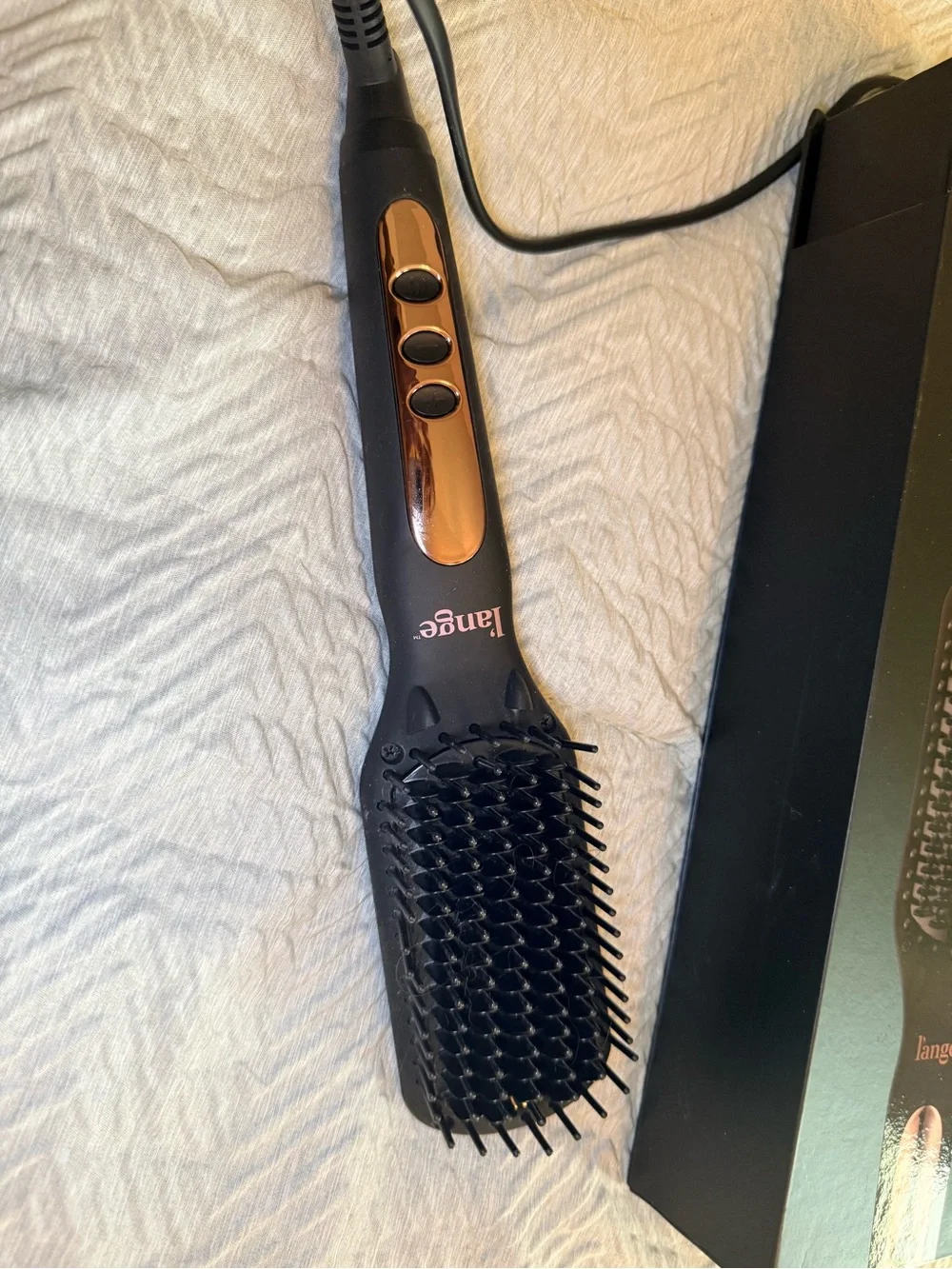 Lange Black Hairbrush Straightening Brush with Rose Gold Accents